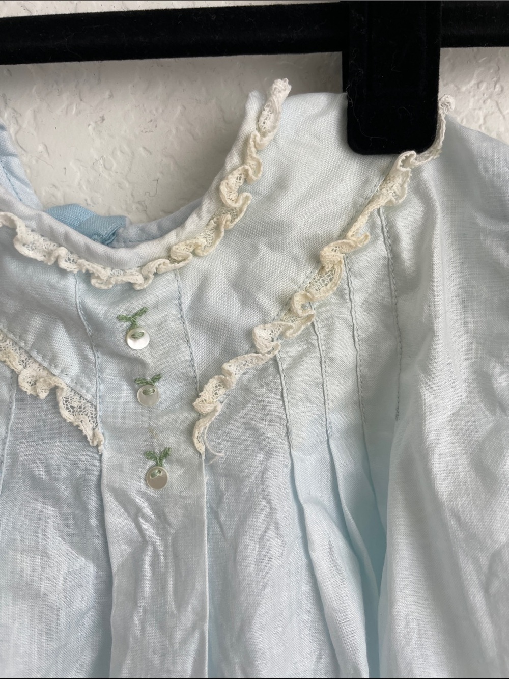 Vintage NANETTE ORIGINALS Babe Frock Puff Sleeve, Light Blue w/Pintuck Front - Picture 6 of 14